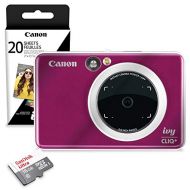 Canon Ivy CLIQ+ Instant Camera Printer (Ruby Red) + 20 Sheets Photo Paper Pack + 16GB SD Card (USA Warranty)