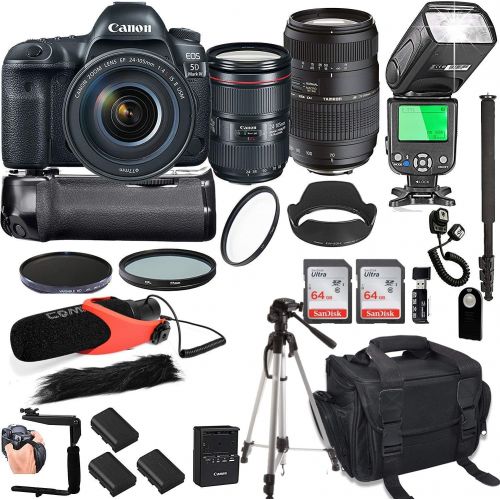 캐논 Canon EOS 5D Mark IV with 24-105mm f/4 L is II USM + Tamron 70-300mm + 128GB Memory + Canon Camera Bag + Pro Battery Bundle + Power Grip + Microphone + TTL SpeedLight + Pro Filters