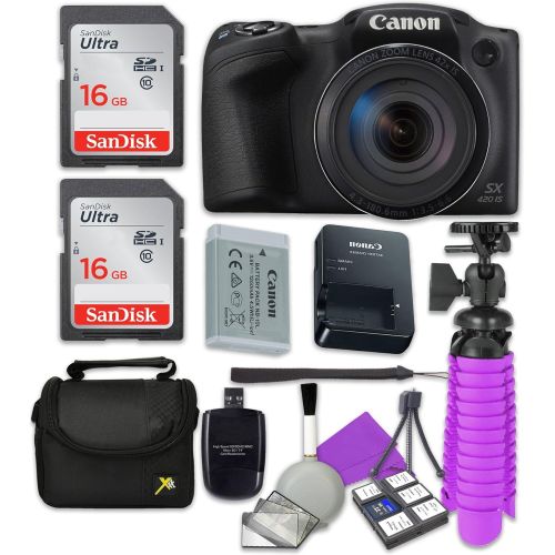 캐논 Canon PowerShot SX420 is Wi-Fi Digital Camera (Black) with 2X Sandisk 16 GB SD Memory Cards + Tripod + Case + Card Reader + Cleaning Kit