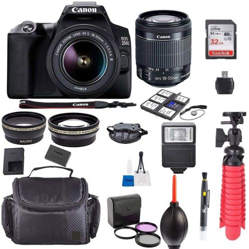 캐논 Canon EOS 250D / Rebel SL3 Kit with EF-S 18-55mm f/3.5-5.6 III Lens + Accessory Bundle + Model Electronics Cloth