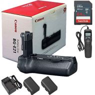 Canon BG-E21 Battery Grip for EOS 6D Mark II + 64GB Memory Card + Compact AC/DC Charger + Timer Remote Control + 2X LP-E6N Replacement Battery