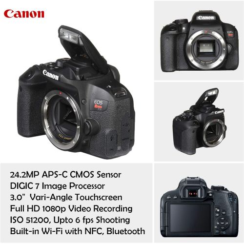 캐논 Canon EOS Rebel T7i DSLR Camera Kit with Canon 18-55mm & 75-300mm Lenses + 420-800mm Telephoto Zoom Lens + Battery Grip + TTL Flash (Upto 180 Ft) + Comica Microphone + 128GB Memory