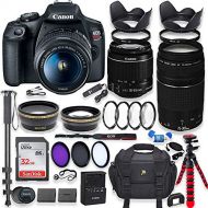 Canon EOS Rebel T7 DSLR Camera with 18-55mm is Lens Bundle + Canon EF 75-300mm f/4-5.6 III Lens + 32GB Memory + Filters + Monopod + Spider Tripod + Professional Bundle