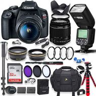 Canon EOS Rebel T7 DSLR Camera with 18-55mm is Lens Bundle + Speedlight TTL Flash + 32GB Memory + Filters + Monopod + Spider Tripod + Professional Bundle