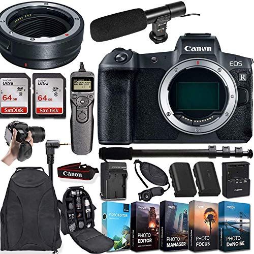캐논 Canon?EOS R Mirrorless Digital Camera (Body Only) and Mount Adapter EF-EOS R Bundled + Deluxe Accessories