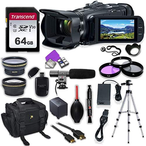 캐논 Canon Vixia HF G50 UHD 4K Camcorder with Premium Accessory Kit Including Padded Bag, Microphone, Filters & 64GB High Speed U3 Memory