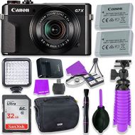 Canon PowerShot G7 X Mark II Camera w/ 1 Inch Sensor & tilt LCD Screen - Wi-Fi & NFC Enabled (Black) & LED Video Light, 32GB Sandisk Memory Card, Extra Battery + Accessory Bundle