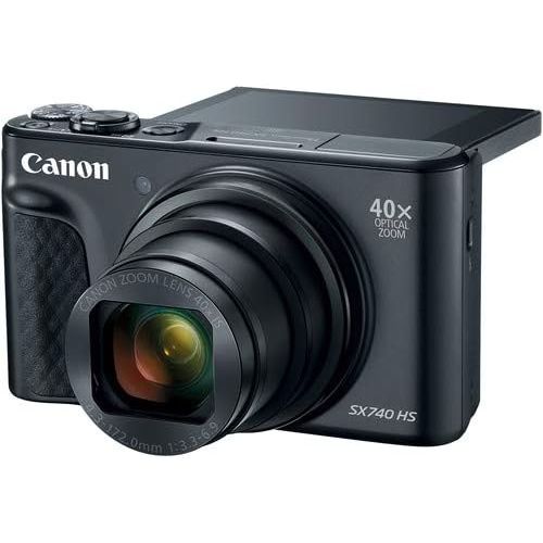 캐논 Canon PowerShot SX740 HS Digital Camera (Black) with 64 GB Card + LED Compact On-Camera Light + Premium Camera Case + 2 Batteries + Tripod