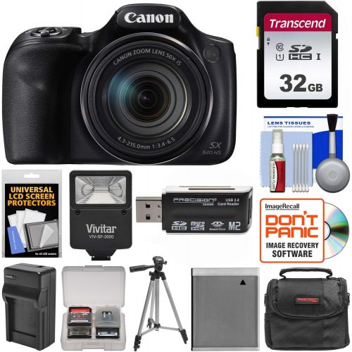 캐논 Canon PowerShot SX540 HS Wi-Fi Digital Camera with 32GB Card + Case + Flash + Battery & Charger + Tripod + Kit