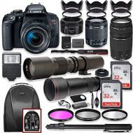 Canon EOS Rebel T7i DSLR Camera with 18-55mm Lens Bundle + Canon EF 75-300mm III Lens, Canon 50mm f/1.8, 500mm Lens & 650-1300mm Lens + Backpack + 64GB Memory + Monopod + Professio