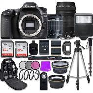 Canon EOS 80D 24.2MP CMOS Full HD Wi-Fi Enabled Digital SLR Camera with Canon EF-S 18-55mm is STM Lens + Canon 75-300mm III Lens + Accessory Bundle