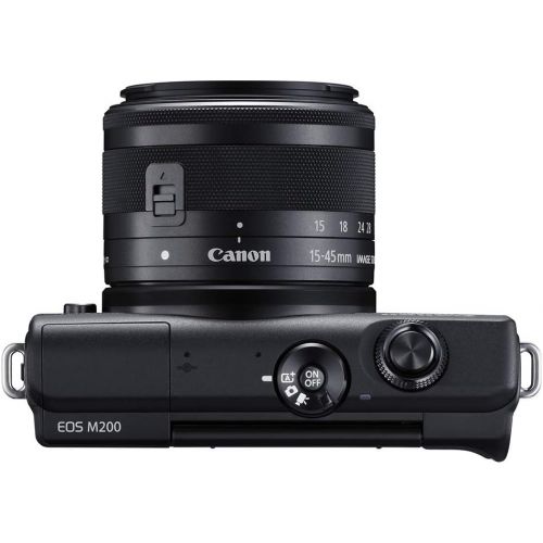 캐논 Canon EOS M200 Compact Mirrorless Digital Vlogging Camera with EF-M 15-45mm lens, Vertical 4K Video Support, 3.0-inch Touch Panel LCD, Built-in Wi-Fi, and Bluetooth Technology, Bla