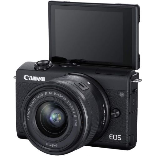 캐논 Canon EOS M200 Compact Mirrorless Digital Vlogging Camera with EF-M 15-45mm lens, Vertical 4K Video Support, 3.0-inch Touch Panel LCD, Built-in Wi-Fi, and Bluetooth Technology, Bla