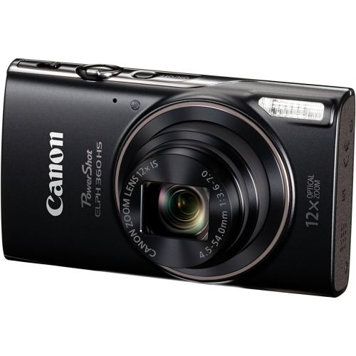 캐논 Canon PowerShot ELPH 360 Digital Camera w/ 12x Optical Zoom and Image Stabilization - Wi-Fi & NFC Enabled (Black)