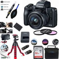 Canon EOS M50 Mirrorless Camera Kit w/EF-M15-45mm and 4K Video - Black - Essential Accessories Bundle