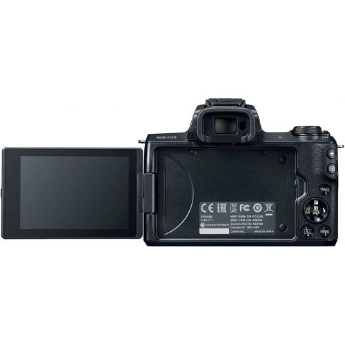 캐논 Canon EOS M50 Mirrorless Camera Kit w/EF-M15-45mm and 4K Video - Black - Essential Accessories Bundle