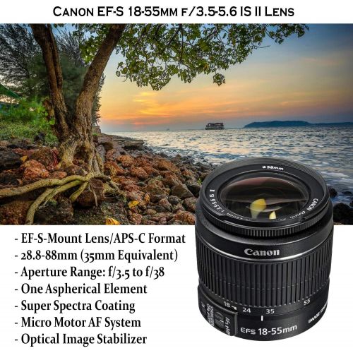 캐논 Canon EOS Rebel T6 DSLR Camera with 18-55mm is II Lens Bundle + Canon EF 75-300mm f/4-5.6 III Lens and 500mm Preset Lens + 32GB Memory + Filters + Monopod + Spider Tripod + Profess