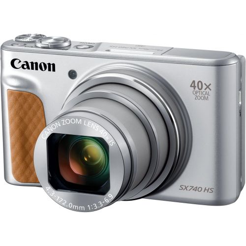 캐논 Canon PowerShot SX740 Digital Camera w/40x Optical Zoom & 3 Inch Tilt LCD - 4K VIdeo, Wi-Fi, NFC, Bluetooth Enabled (Silver)