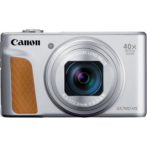 캐논 Canon PowerShot SX740 Digital Camera w/40x Optical Zoom & 3 Inch Tilt LCD - 4K VIdeo, Wi-Fi, NFC, Bluetooth Enabled (Silver)