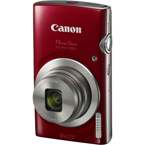 캐논 Canon PowerShot ELPH 180 Digital Camera w/ Image Stabilization and Smart AUTO Mode (Red)