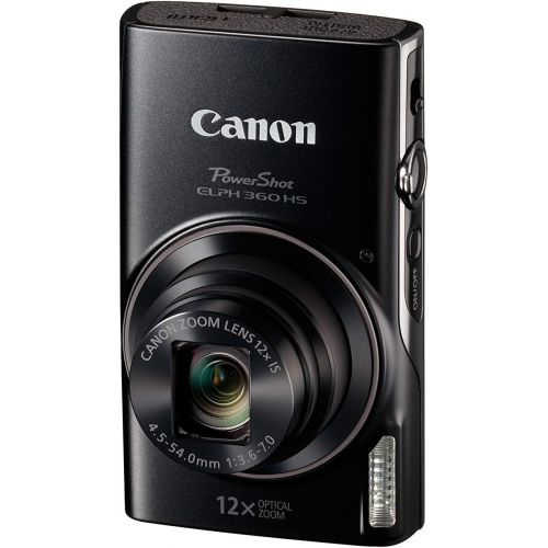 캐논 Canon PowerShot ELPH 360 Digital Camera w/ 12x Optical Zoom and Image Stabilization - Wi-Fi & NFC Enabled (Black)