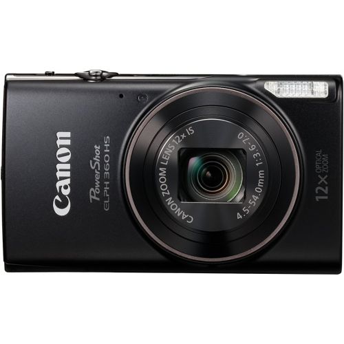 캐논 Canon PowerShot ELPH 360 Digital Camera w/ 12x Optical Zoom and Image Stabilization - Wi-Fi & NFC Enabled (Black)