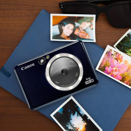 캐논 Canon Ivy CLIQ+ 2 Instant Camera Printer, Smartphone Printer, Midnight Navy with Zink Pre-Cut Circle Sticker Paper, 20 Sheets