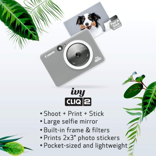 캐논 Canon IVY CLIQ 2 Instant Camera Printer, Mini Photo Printer, Charcoal (Matte)