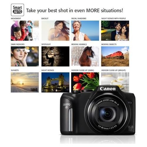 캐논 Canon PowerShot SX170 IS 16.0 MP Digital Camera, Black (discontinued by manufacturer)