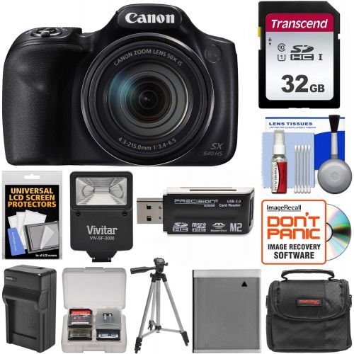 캐논 Panasonic Canon PowerShot SX540 HS Wi-Fi Digital Camera with 32GB Card + Case + Flash + Battery & Charger + Tripod + Kit