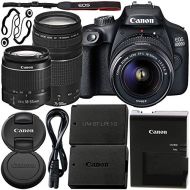 Canon Intl Canon EOS 4000D DSLR Camera with EF-S 18-55mm III Lens & EF 75-300mm III Lens Basic Bundle - Includes: Free Promotional Extended Life LPE10 Replacement Battery (1600mAh) & 2x Unive