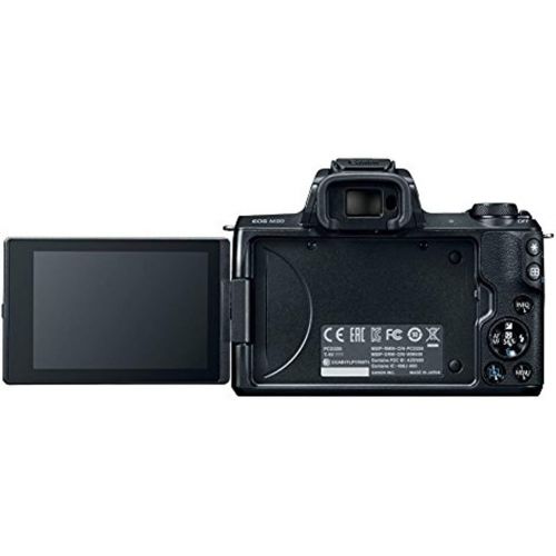 캐논 Canon EOS M50 Mirrorless Camera w/15-45mm (Black) + 32GB + K&M Essential Photo Bundle