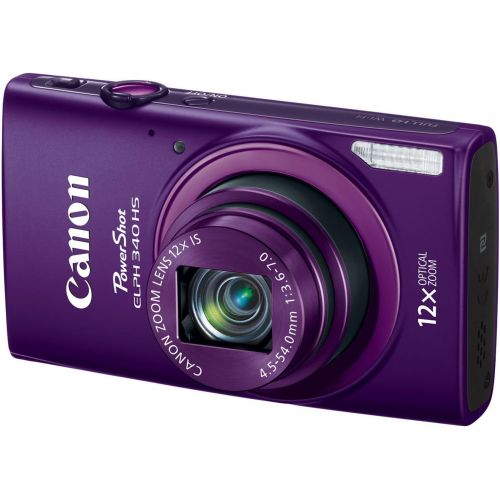 캐논 Canon PowerShot ELPH 340 HS 16MP Digital Camera - Wi-Fi Enabled (Purple)
