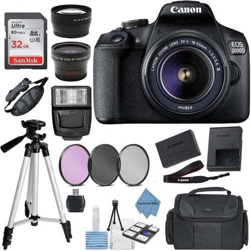 캐논 [아마존베스트]Ultimate Deals Canon EOS 2000D Rebel T7 Kit with EF-S 18-55mm f/3.5-5.6 III Lens + Accessory Bundle +TopKnotch Deals Cloth