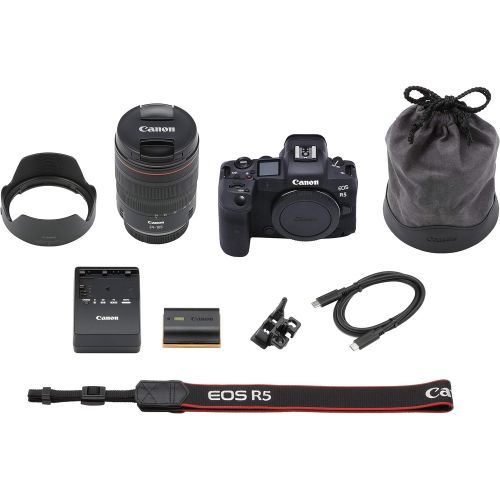 캐논 [아마존베스트]Canon EOS R5 Full Frame Mirrorless Camera + RF 24-105mm F4 L is USM Lens Kit, Black (4147C013)