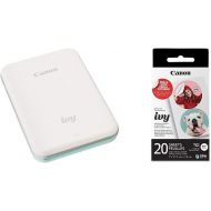 Canon Ivy Mobile Mini Photo Printer Through Bluetooth(R), Mint Green with Zink Pre-Cut Circle Sticker Paper, 20 Sheets