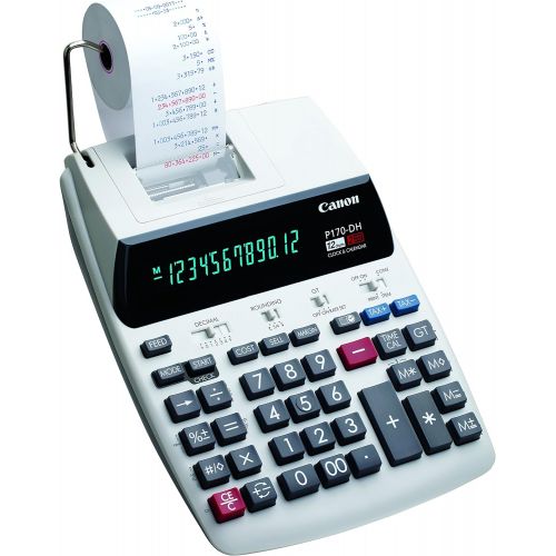 캐논 Canon Office Products 2204C001 Canon P170-DH-3 Desktop Printing Calculator with Currency Conversion, Clock & Calendar, and Time Calculation, Black/White/Silver, 14.60 Inch x 9.60 I