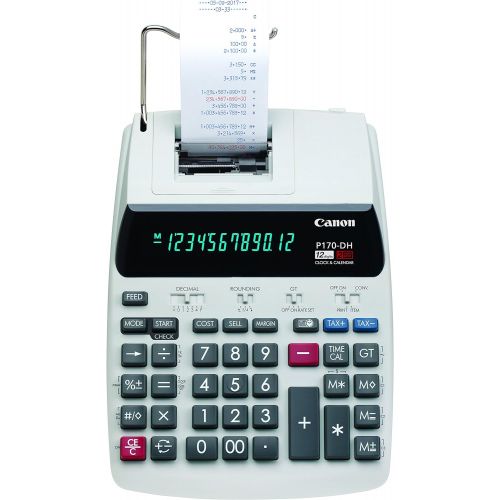캐논 Canon Office Products 2204C001 Canon P170-DH-3 Desktop Printing Calculator with Currency Conversion, Clock & Calendar, and Time Calculation, Black/White/Silver, 14.60 Inch x 9.60 I