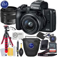 [아마존베스트]K&M Canon EOS M50 Mirrorless Camera w/15-45mm (Black) + 32GB + Essential Photo Bundle