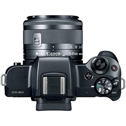 캐논 [아마존베스트]K&M Canon EOS M50 Mirrorless Camera w/15-45mm (Black) + 32GB + Essential Photo Bundle