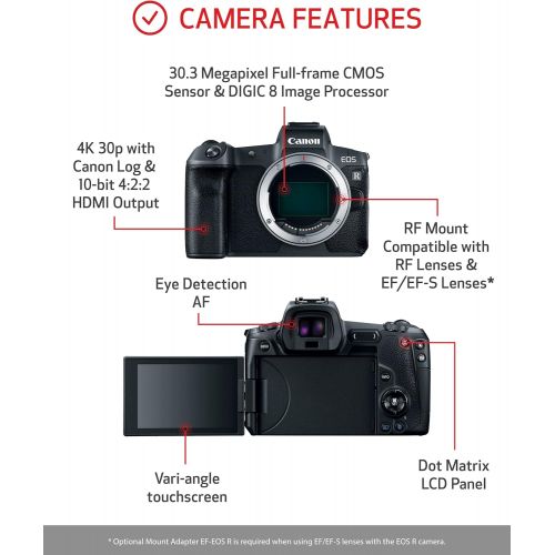 캐논 [아마존베스트]Canon EOS R Mirrorless Full Frame Camera with RF 24-105mm F/4L IS USM Lens Kit (3075C012)