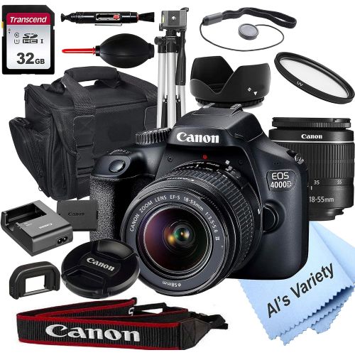 캐논 [아마존베스트]Als Variety-Canon Intl Canon EOS 4000D DSLR Camera with 18-55mm f/3.5-5.6 Zoom Lens + 32GB Card, Tripod, Case, and More (18pc Bundle)