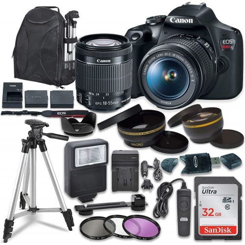 캐논 [아마존베스트]Canon EOS Rebel T7 Digital SLR Camera with Canon EF-S 18-55mm Image Stabilization II Lens, Sandisk 32GB SDHC Memory Cards, Accessory Bundle