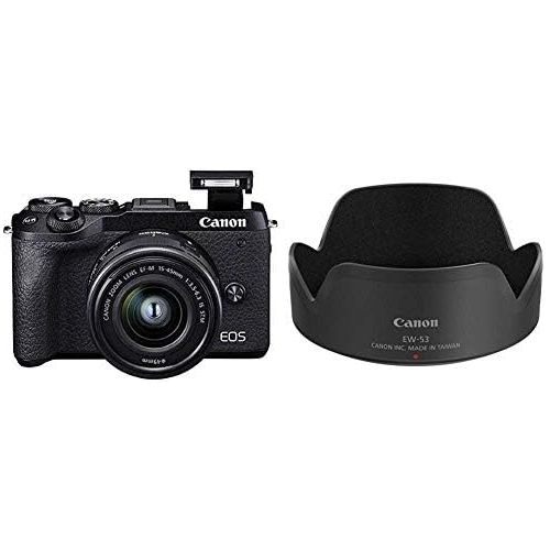 캐논 [아마존베스트]Canon EOS M6 Mark II System Camera (32.5 Megapixels, 7.5 cm (3.0 Inch), Touchscreen LCD, Display, Digic 8) Housing with Lens EF-M 15-45 mm F3.5-6.3 is STM Kit Black and EW-53 Lens