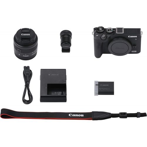 캐논 [아마존베스트]Canon EOS M6 Mark II System Camera (32.5 Megapixels, 7.5 cm (3.0 Inch), Touchscreen LCD, Display, Digic 8) Housing with Lens EF-M 15-45 mm F3.5-6.3 is STM Kit Black and EW-53 Lens