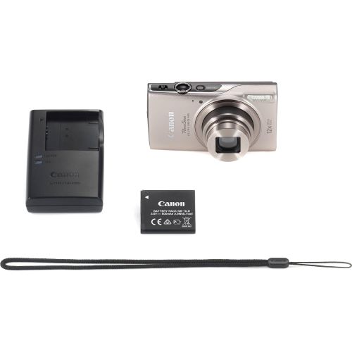캐논 Canon PowerShot ELPH 360 HS (Silver) with 12x Optical Zoom and Built-In Wi-Fi with Deluxe Starter Kit Including 16 GB SDHC Class10 + Extra battery + Protective Camera Case