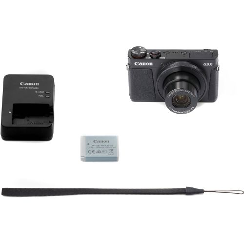 캐논 Canon PowerShot G9 X Mark II Digital Camera (Black) W32GB SD Card + Table Top Tripod + ACDC Turbo Travel Charger+ Fibertique Cleaning Cloth and Complete Bundle