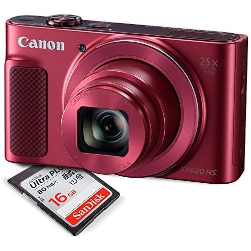 캐논 Canon PowerShot SX620 HS Digital Camera (Red) along with 16GB, Deluxe Accessory Bundle and Cleaning Kit