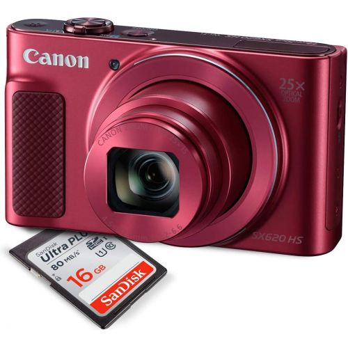 캐논 Canon PowerShot SX620 HS Digital Camera (Red) along with 16GB, Deluxe Accessory Bundle and Cleaning Kit