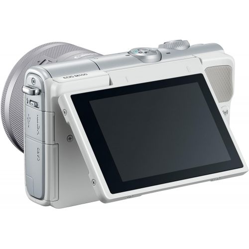 캐논 Canon EOS M100 Mirrorless Camera w15-45mm Lens & 55-200mm Lens - Wi-Fi, Bluetooth, and NFC Enabled (White)